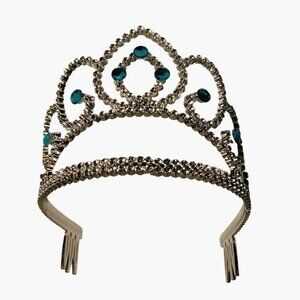 Silver Blue Rhinestone Tiara Crown Princess Parties Costume Halloween Dress up